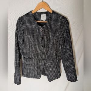 Joie Black And White Tweed With Black And Silver Textured Buttons Jacket Size S